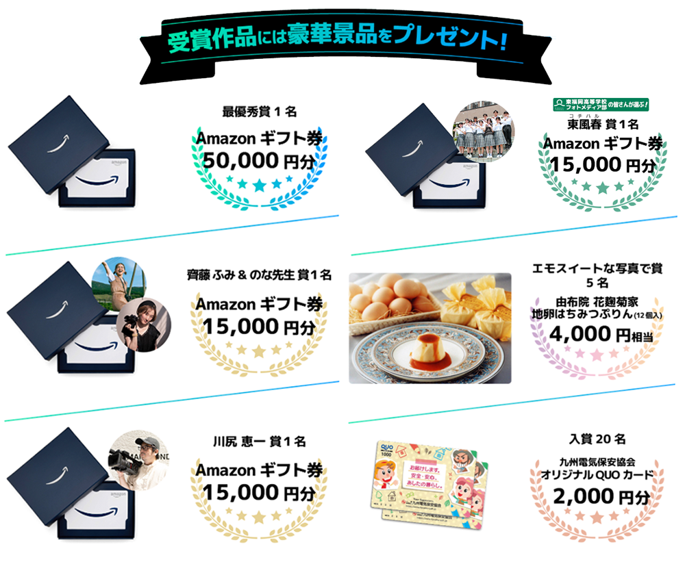 受賞作品には豪華景品をプレゼント！